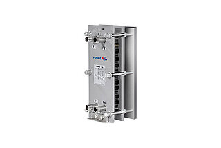 Plate heat exchangers for precise temperature control in battery cell production.