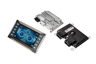 Control unit TTC 580, H-bridge modules & display for electric ship drives.
