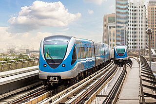 Metro vehicles in Dubai