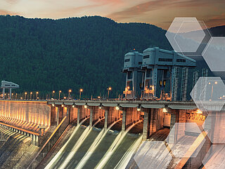 Hydropower plant at dusk