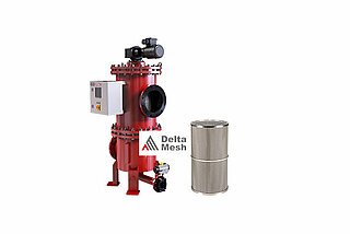 Basket-based protection against mussel larvae: RF14 automatic backwash filter with Delta Mesh basket.
