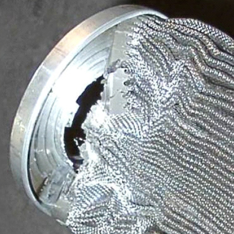 Counterfeit filter elements collapse and lead to system failures.
