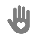 Icon Hand with heart for innovative solutions from a single source.