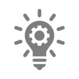 Icon Flashing light bulb for tried-and-tested and innovative solutions.