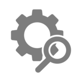 Gear wheel with a cycle symbol to represent efficient processes and a digital way of working